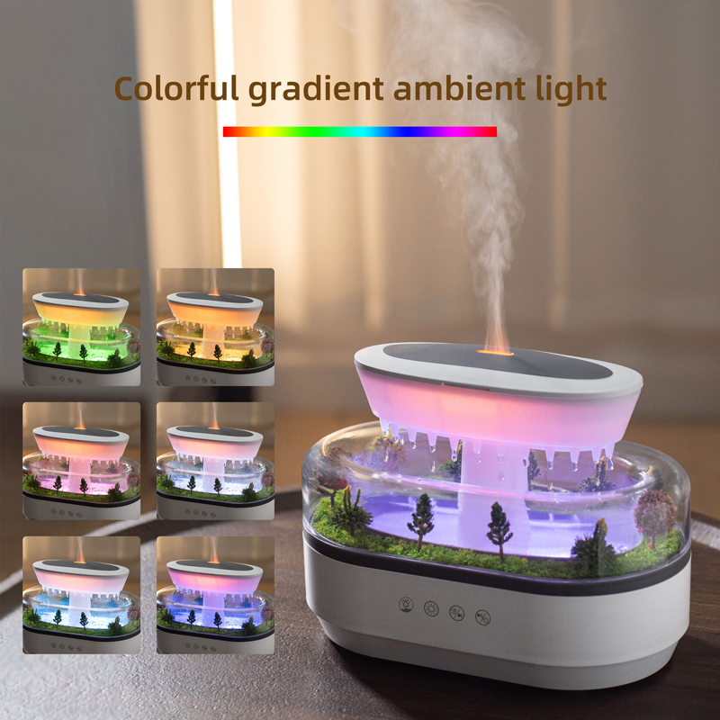 286 Raindrop Aroma Diffuser Manufacturer, 250ml Humidifier with Forest Micro Landscape & White Noise