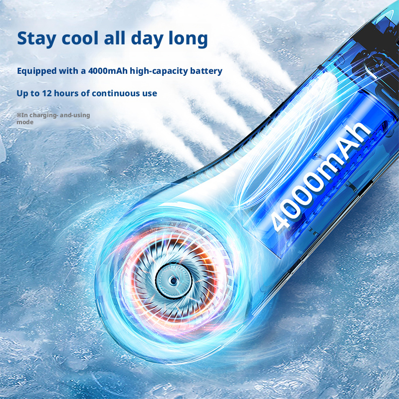 Model TC30 Wearable Neck Fan, Factory Direct, Type-C 2A Fast Charge, 2-4H Charging Time