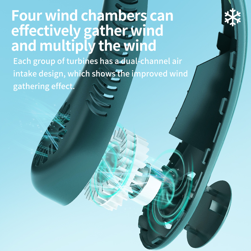 Model J01 Adjustable 3-Speed Neck Fan, Factory Direct, Type-C 2A Fast Charge, 3-4H Charging Time