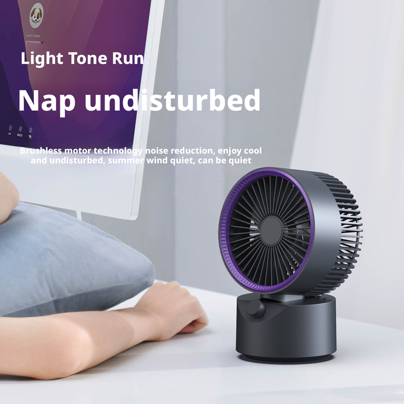 Model HX-F311 Stylish Desk Fan Supplier, Bulk Orders Supported, LED Purple Ring Light