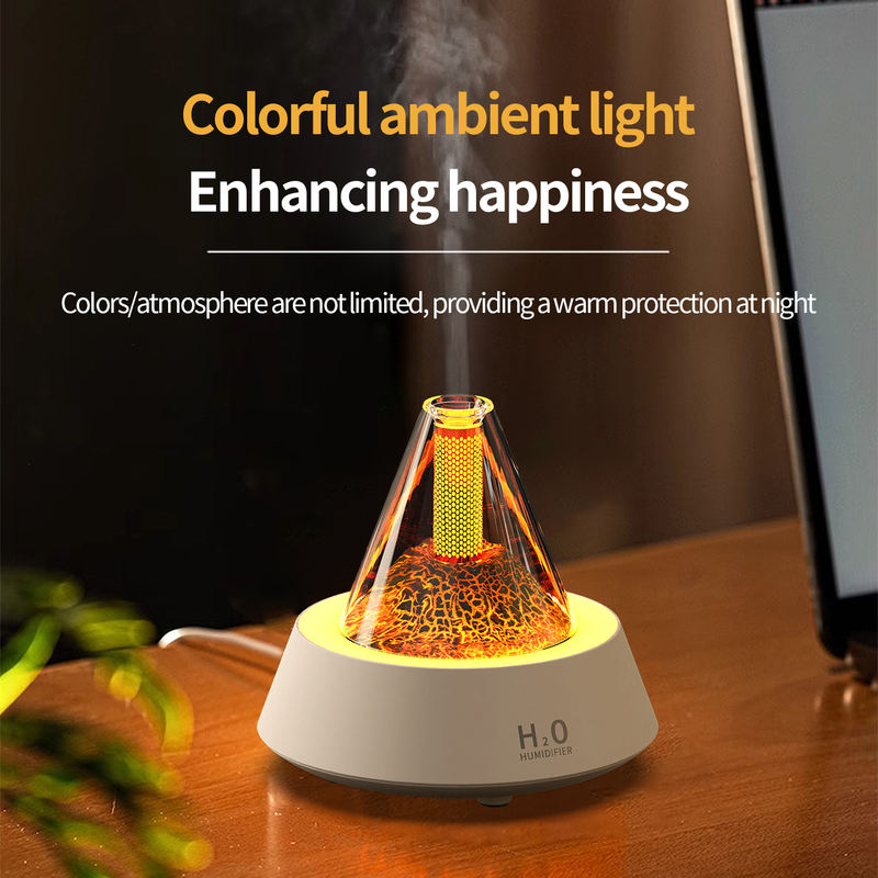 183A Volcano Lava Aroma Diffuser Manufacturer, 80ml Humidifier with Simulated Lava Light