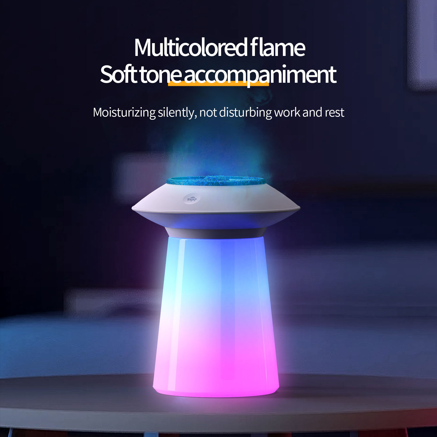 Model 126 Colorful Flame Humidifier Manufacturer, 760ml Large Capacity with LED Mood Light