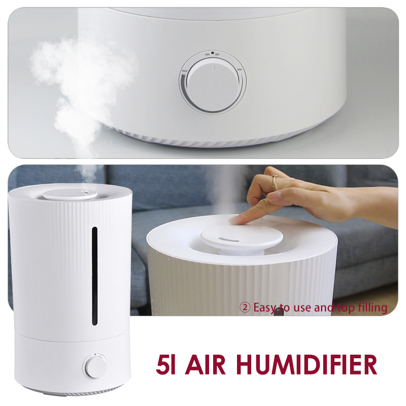 Model BZT-115 5L Top-Fill Humidifier Manufacturer, Large Capacity Cool Mist Humidifier with 360° Nozzle