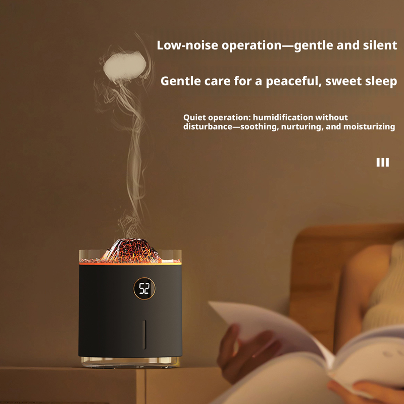 Model 127 Volcano Humidifier Manufacturer, 350ml Desktop Humidifier with Volcano Flame Effect Light