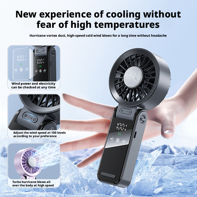Model S12 Foldable Handheld Fan Supplier, ABS & Aluminum Alloy Build, Bulk Orders Supported