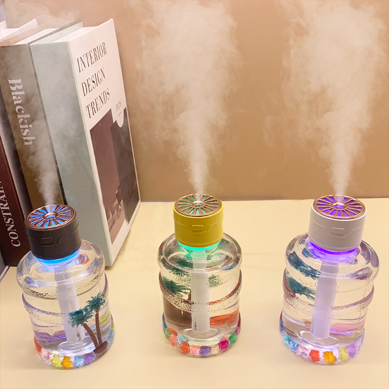 LA-0651 Humidifier Manufacturer, 500ml Mini Bottle Humidifier with Micro Landscape & LED Light