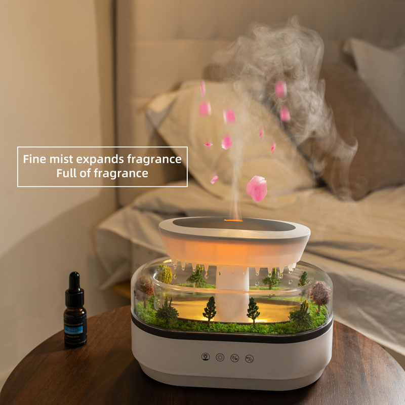 286 Raindrop Aroma Diffuser Manufacturer, 250ml Humidifier with Forest Micro Landscape & White Noise