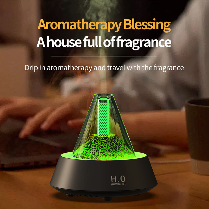183A Volcano Lava Aroma Diffuser Manufacturer, 80ml Humidifier with Simulated Lava Light