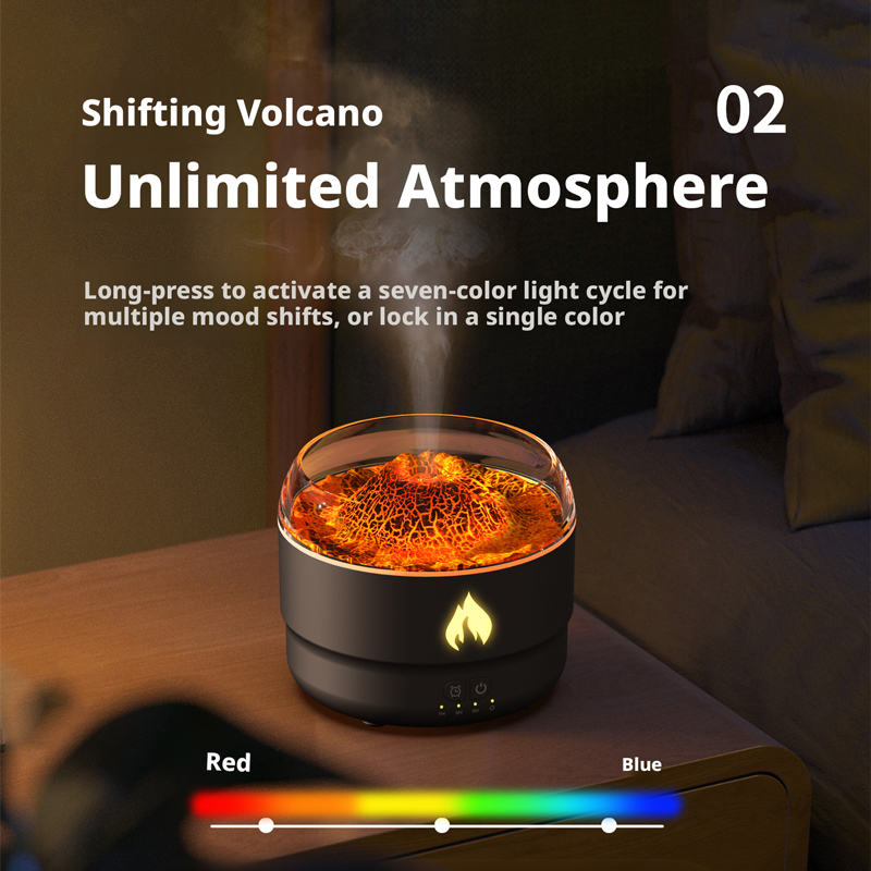 167C Volcano Aroma Diffuser Manufacturer, 280ml Humidifier with Dual Light Effects