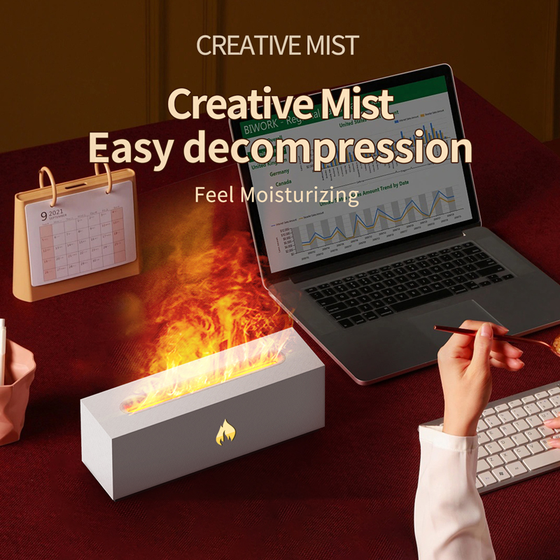 128 Fireplace Aroma Diffuser Manufacturer, 320ml Humidifier with Modern Matte Black Design