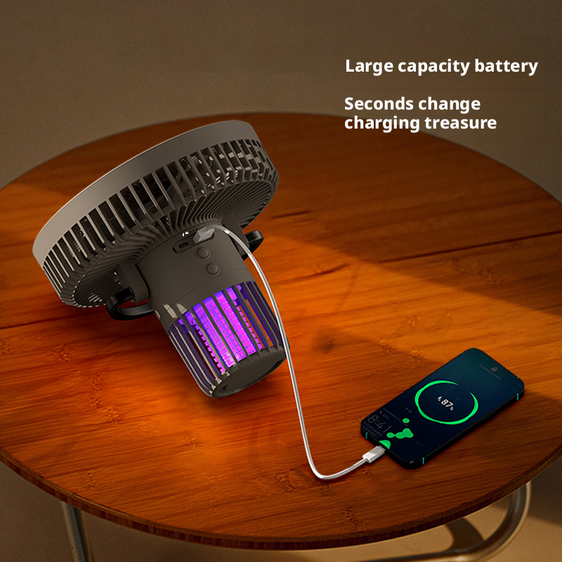 Model 871C Grey Camping Fan, OEM/ODM Supported, with Mosquito Repellent