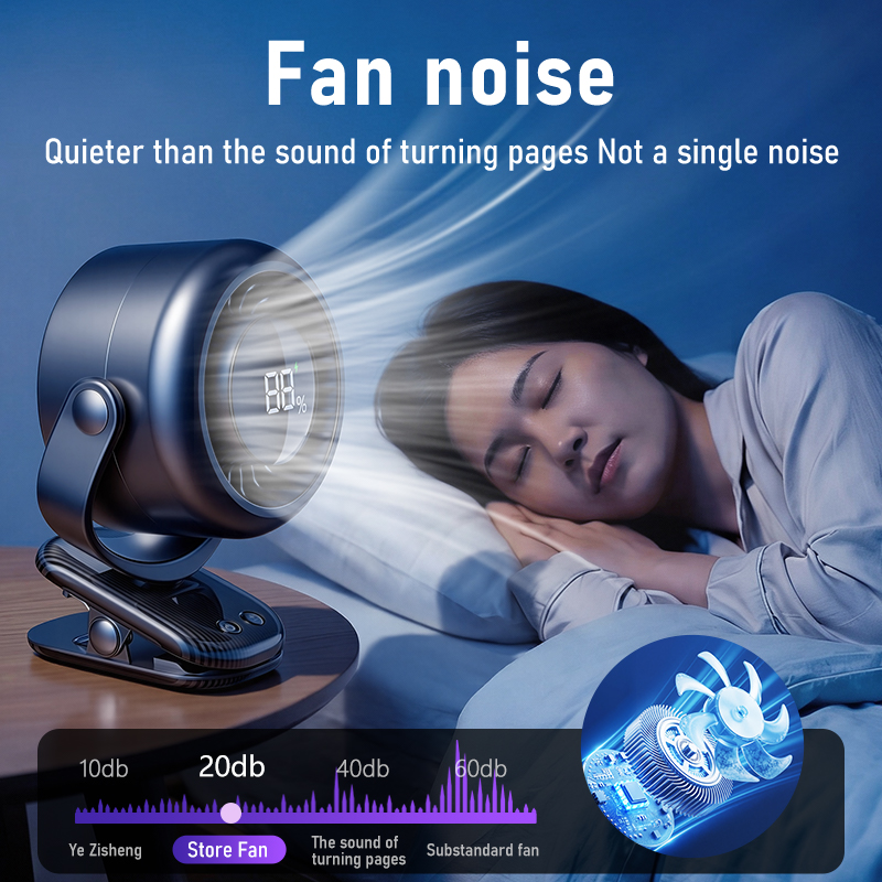 HY-F9 Clip-On Desk Circulation Fan | 4000mAh, 100-Speed, 180° Oscillation Factory
