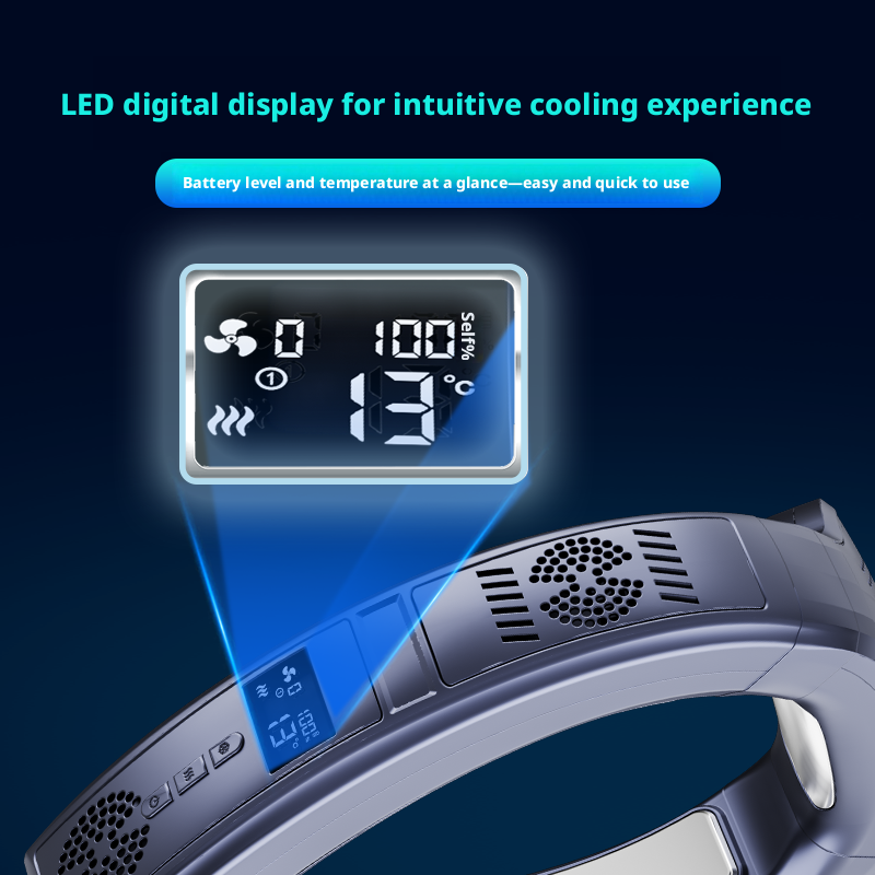 Model LY02 Pro Neck Fan Manufacturer, 7000mAh 2-in-1 Cooling & Heating Wearable Fan