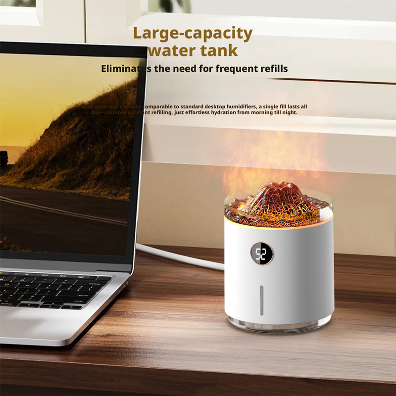 Model 127 Volcano Humidifier Manufacturer, 350ml Desktop Humidifier with Volcano Flame Effect Light