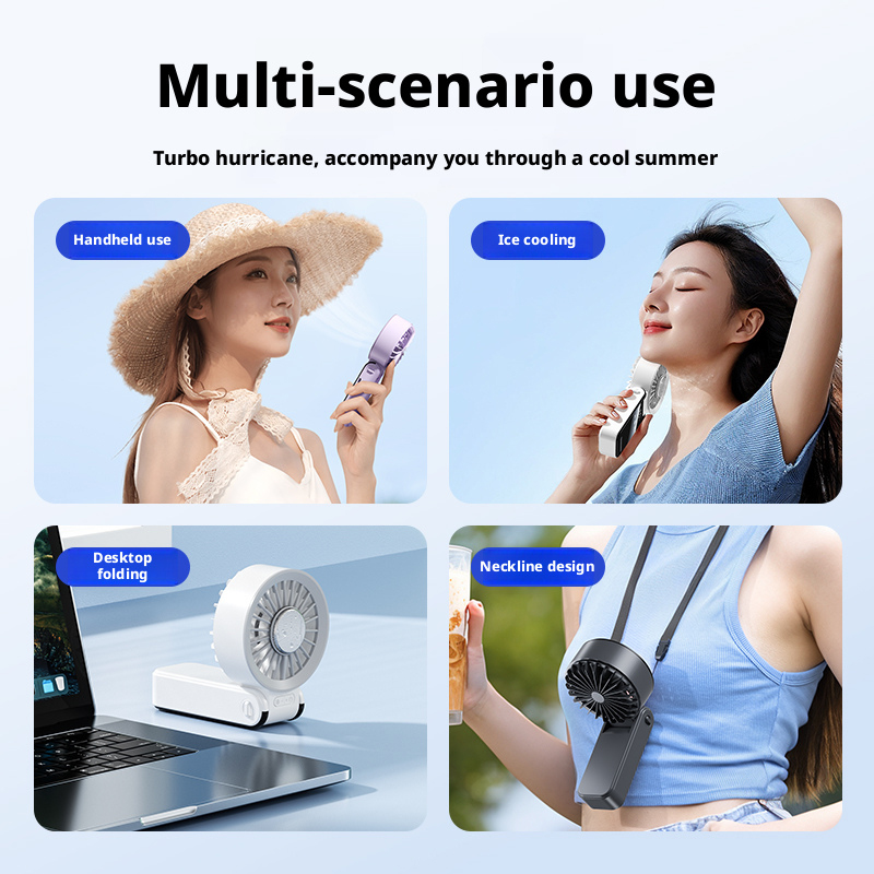 Model S12 Foldable Handheld Fan Supplier, ABS & Aluminum Alloy Build, Bulk Orders Supported