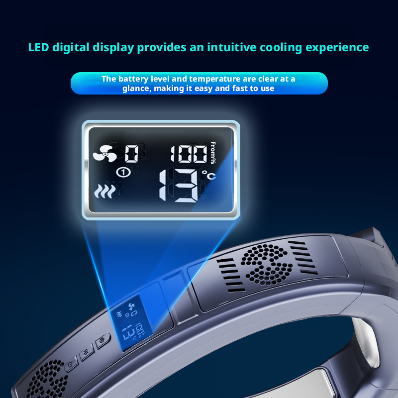 Model LY02 Wearable Neck Fan, Factory Direct, Type-C 2A Fast Charge, 2-3H Charging Time