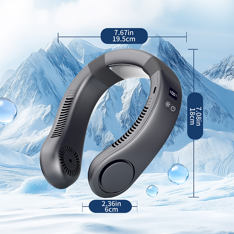 Model TC30 Wearable Neck Fan, Factory Direct, Type-C 2A Fast Charge, 2-4H Charging Time
