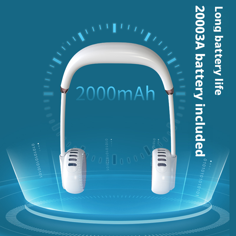 Model HX-923 Battery-Powered Neck Fan Manufacturer, 2000mAh Battery, 2 Colors Available