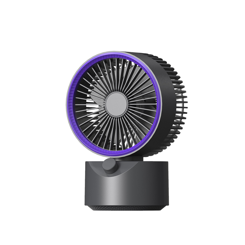 Model HX-F311 Stylish Desk Fan Supplier, Bulk Orders Supported, LED Purple Ring Light