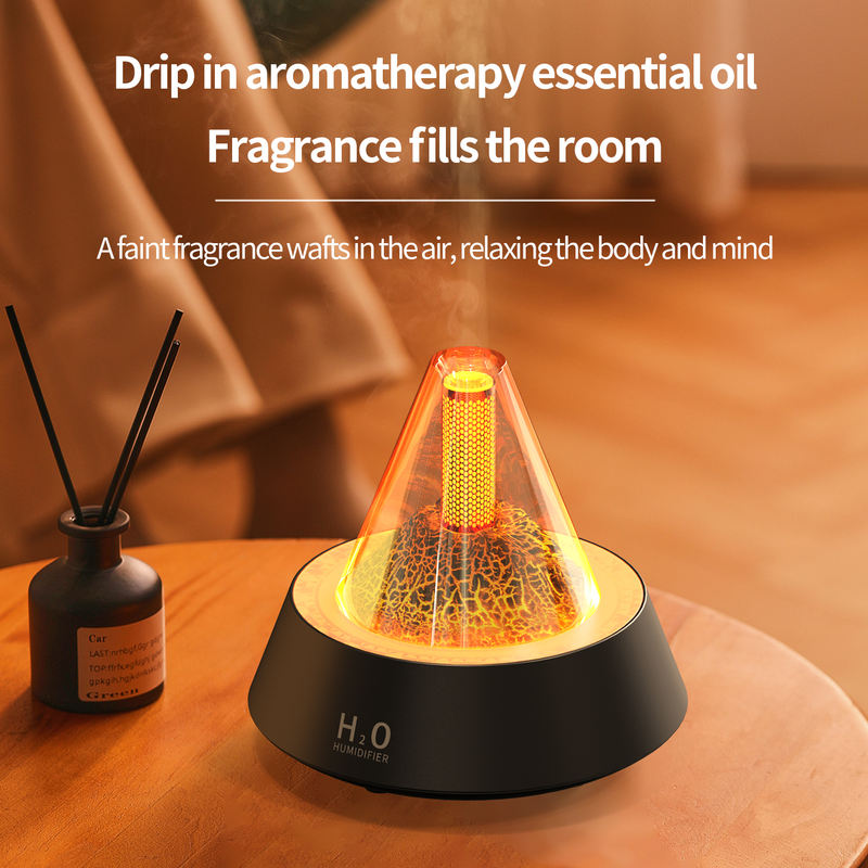 183A Volcano Lava Aroma Diffuser Manufacturer, 80ml Humidifier with Simulated Lava Light