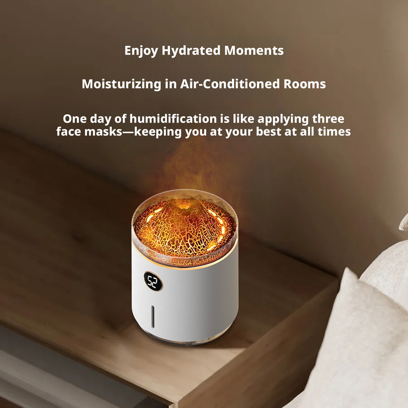 Model 127 Volcano Humidifier Manufacturer, 350ml Desktop Humidifier with Volcano Flame Effect Light