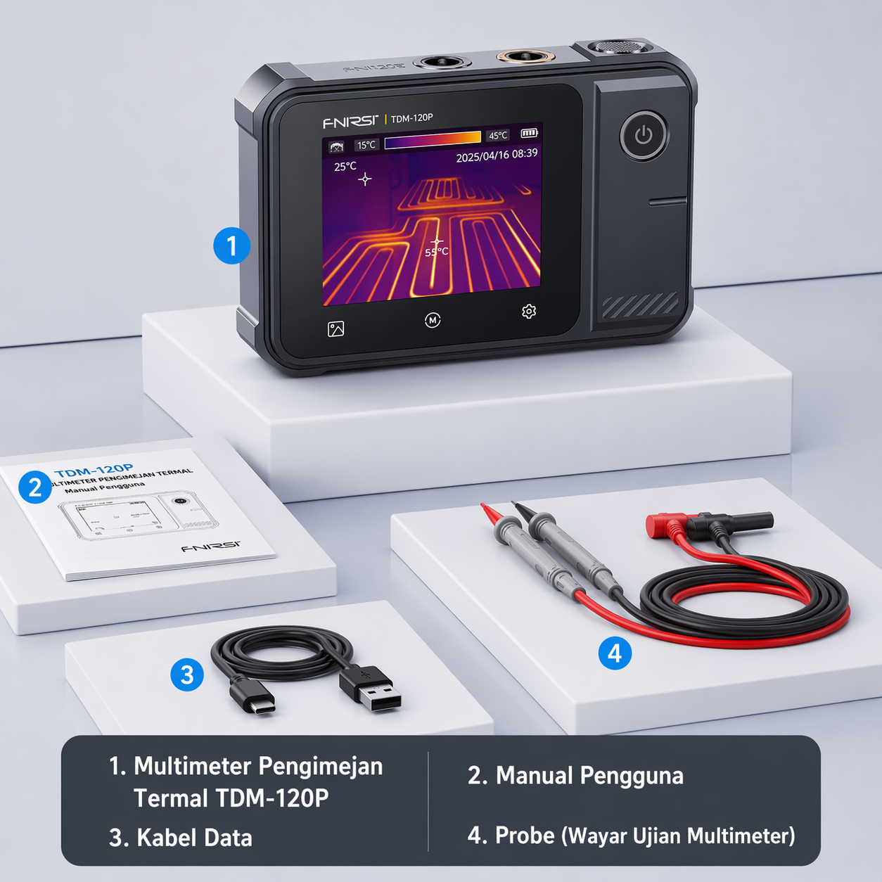 Multimeter Pengimejan Terma Dua-dalam-Satu Pengukur Suhu Ketepatan Tinggi Definisi Tinggi Pengesan Kebocoran Pemanasan Lantai Pengimej Terma Inframerah