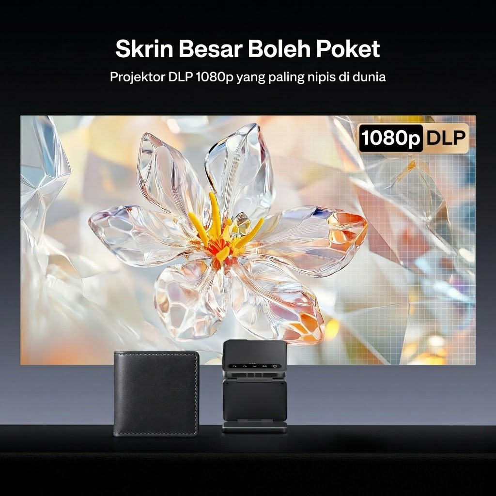 PIZER ZIP Tri-Fold Projektor Mini Mudah Alih