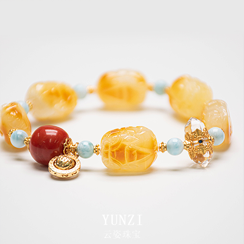 貔貅蜜蠟原皮手串 尺寸可選 帶證發貨