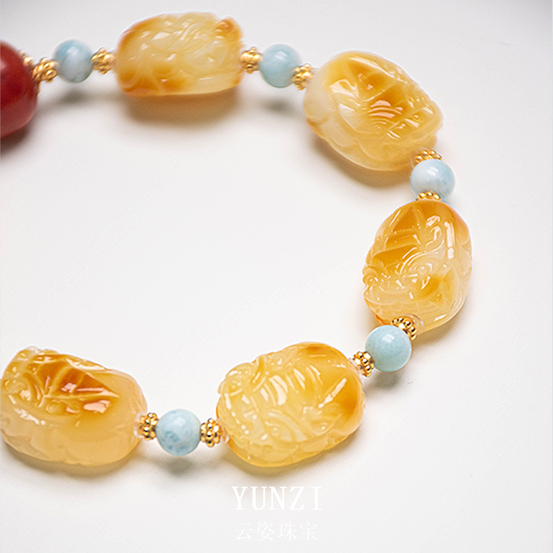 貔貅蜜蠟原皮手串 尺寸可選 帶證發貨