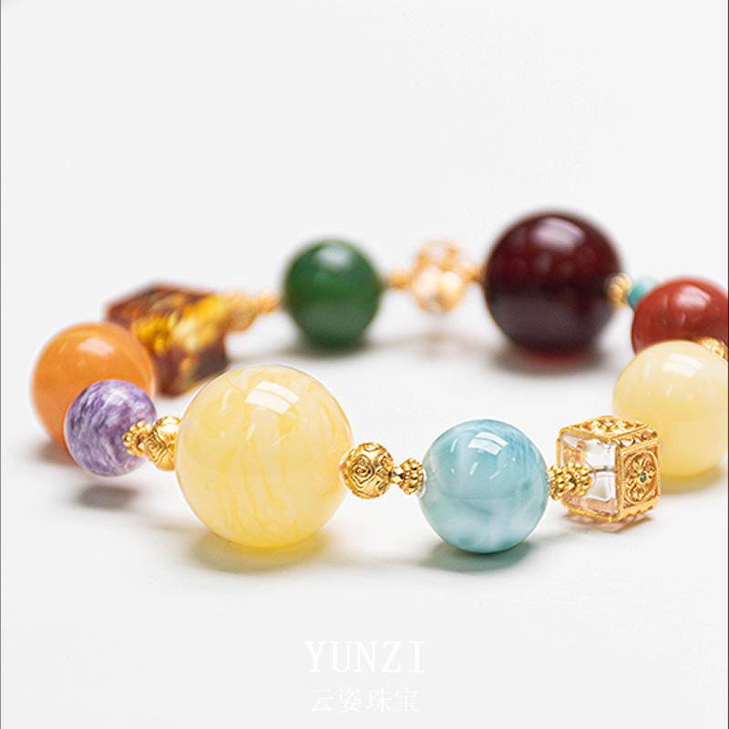 琥珀蜜蠟多寶手串 尺寸可選 帶證發貨