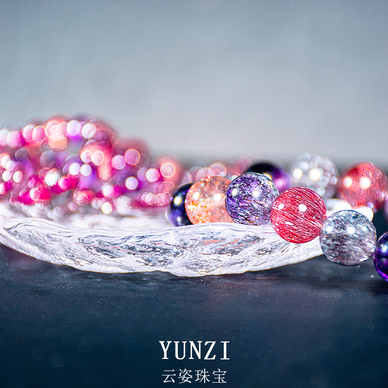 三輪骨幹超七水晶手串 尺寸可選 帶證發貨