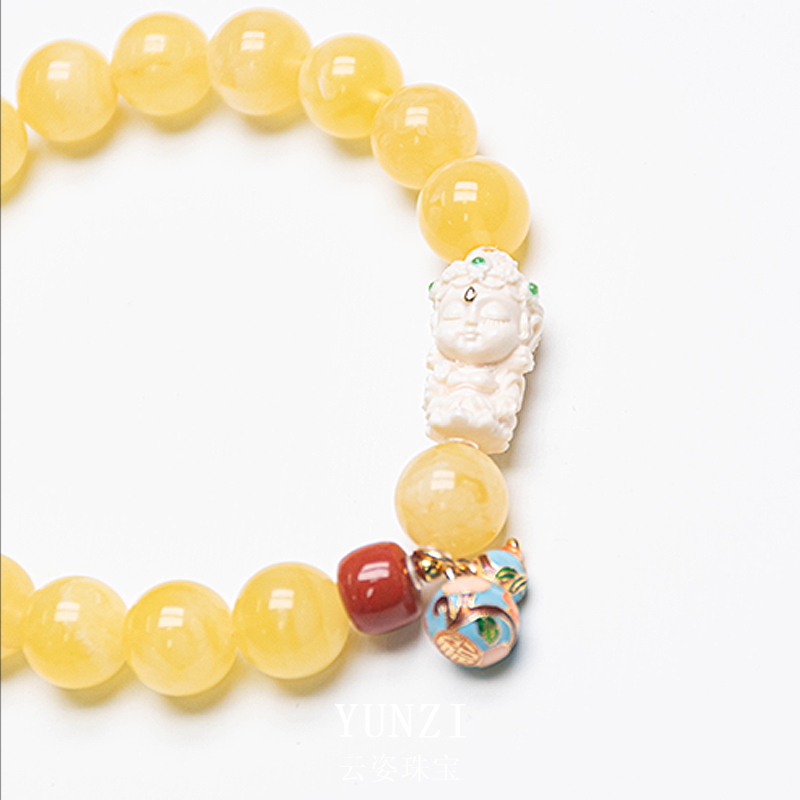 滿蜜飄花蜜蠟手串 尺寸可選 帶證發貨