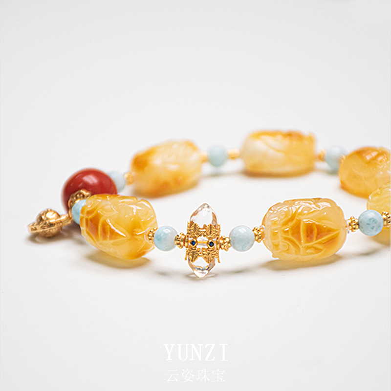 貔貅蜜蠟原皮手串 尺寸可選 帶證發貨