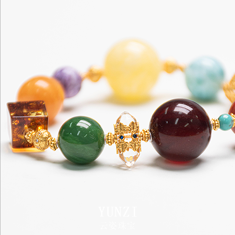 琥珀蜜蠟多寶手串 尺寸可選 帶證發貨