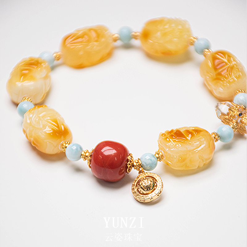 貔貅蜜蠟原皮手串 尺寸可選 帶證發貨