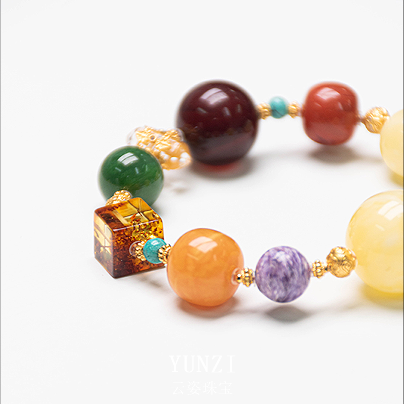 琥珀蜜蠟多寶手串 尺寸可選 帶證發貨