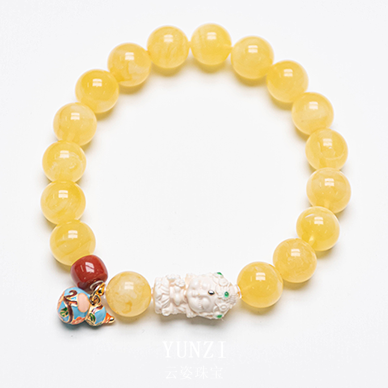 滿蜜飄花蜜蠟手串 尺寸可選 帶證發貨