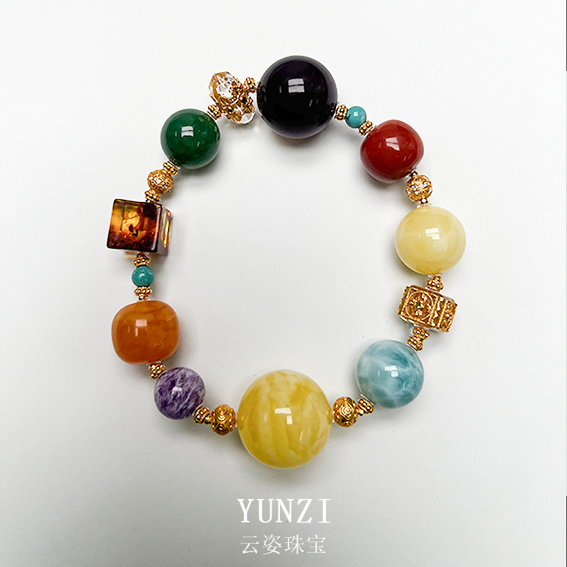 琥珀蜜蠟多寶手串 尺寸可選 帶證發貨