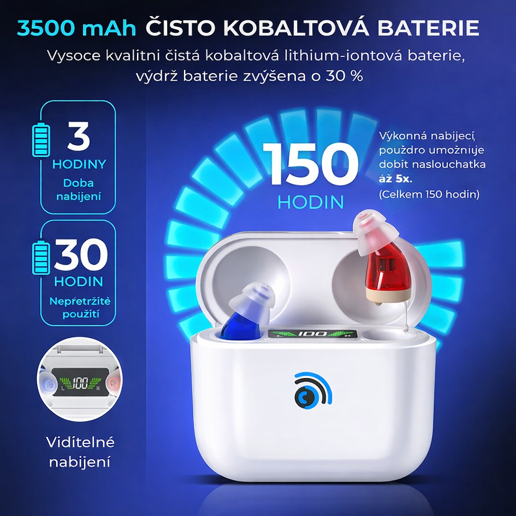 Volně prodejné naslouchátko Siemens Ultra – neviditelné, dobíjecí provedení CIC, schváleno FDASiemens Ultra 1-levé + pravé ucho [20-50 dB], dobapouziváni:12 hodin