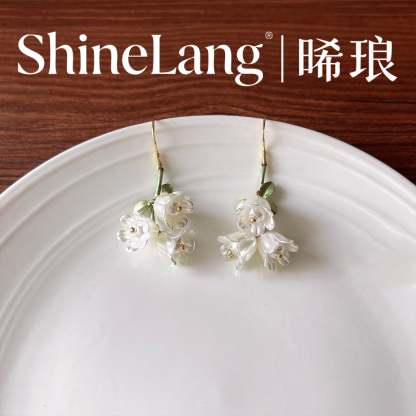 XL137-合金珐琅彩铃兰花耳钩耳环-豪哥