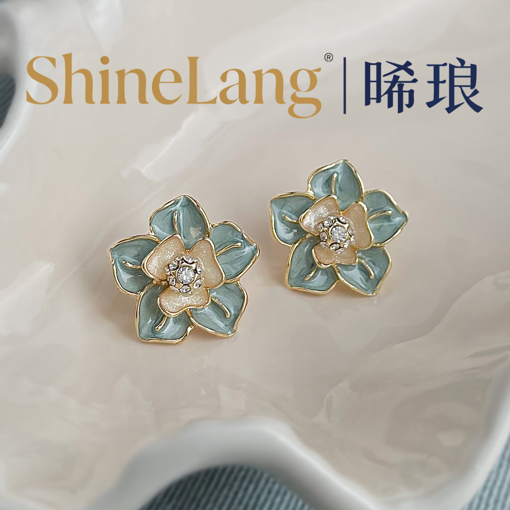 XL136-合金珐琅彩珐琅花朵耳钉-豪哥