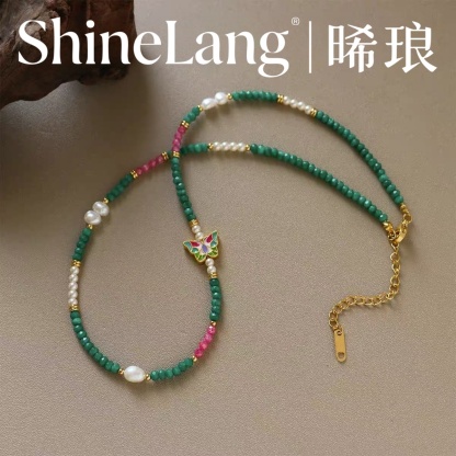 XL0004-合金珐琅彩蝴蝶吊坠项链-豪哥