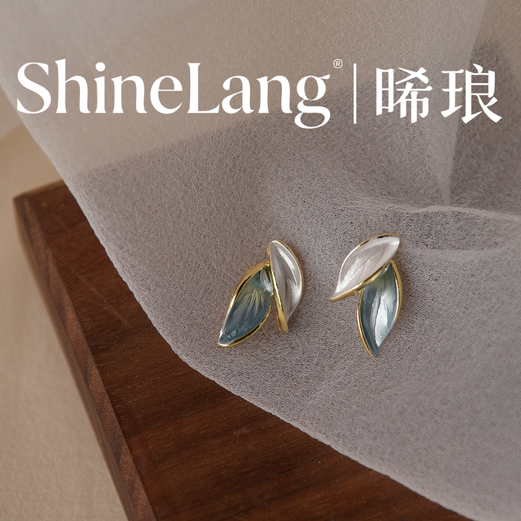 XL144-合金珐琅彩双色叶片耳钉-豪哥