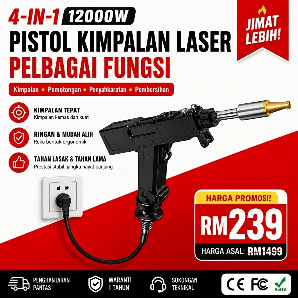 Pistol Kimpalan Laser Serbaguna 4-dalam-1