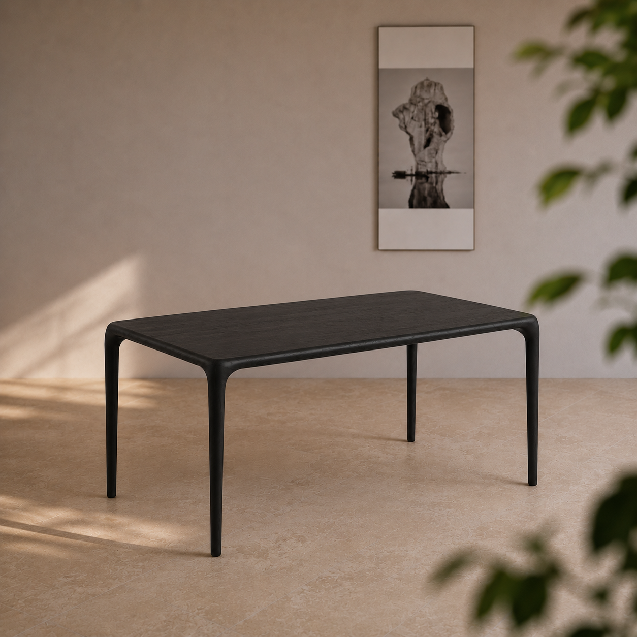 餐桌 DNT-0009｜白蜡木黑色｜极简黑色现代桌椅展台｜LTAUSTABLE餐桌