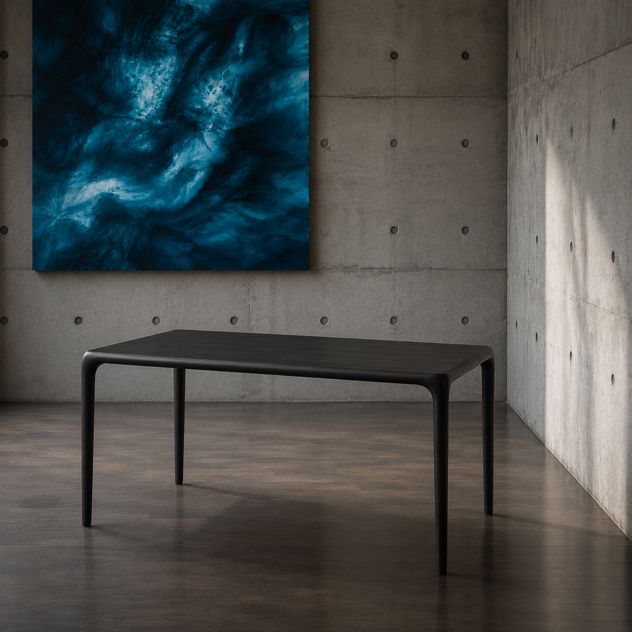 餐桌 DNT-0009｜白蜡木黑色｜极简黑色现代桌椅展台｜LTAUSTABLE餐桌