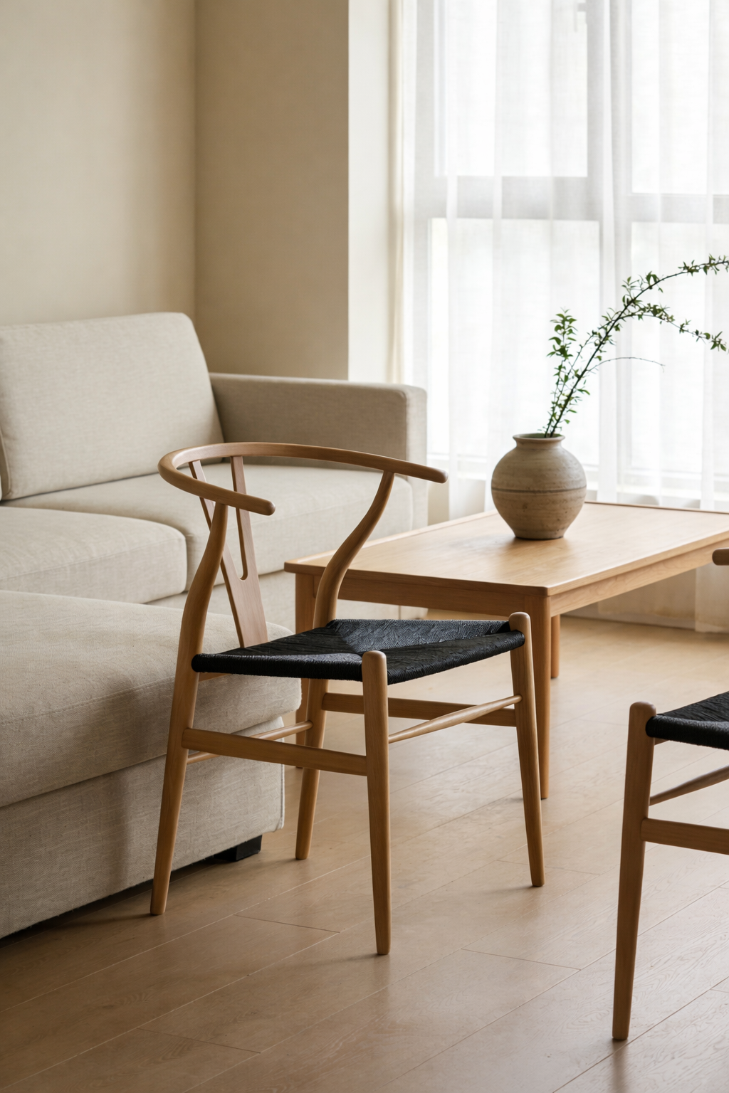 椅 CHR-0073-B｜白蜡木+黑色编绳 / 经典Y现代椅