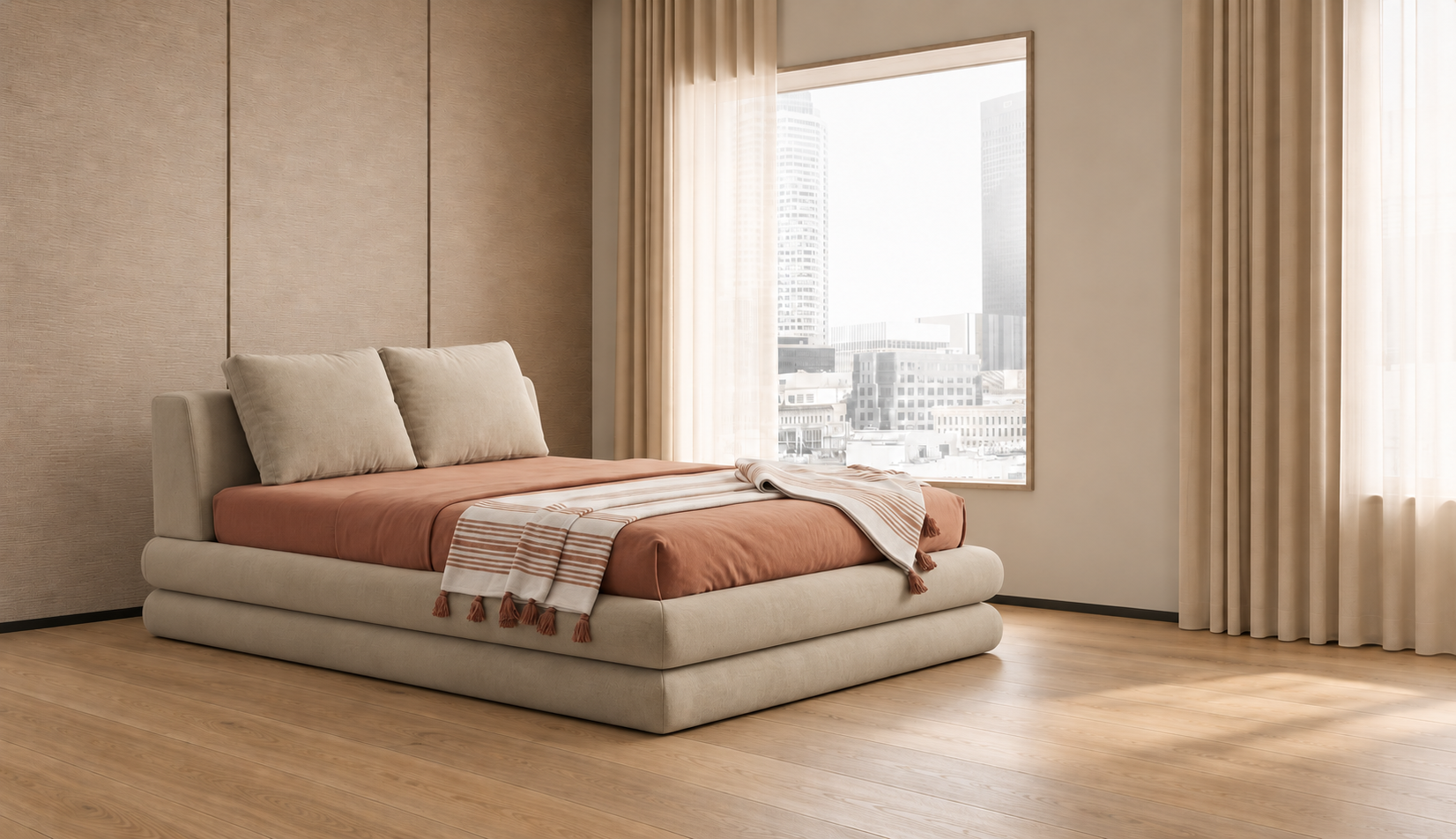 外贸品质软床｜BED-0013｜优质面料 / 高密度海绵 / 五金床架 / 压缩包装