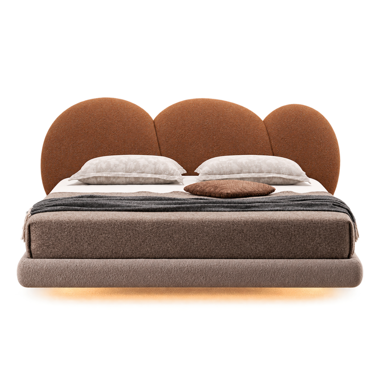 床｜BED-0002｜羊驼绒 悬浮床体 / 黑色铁脚 带灯带