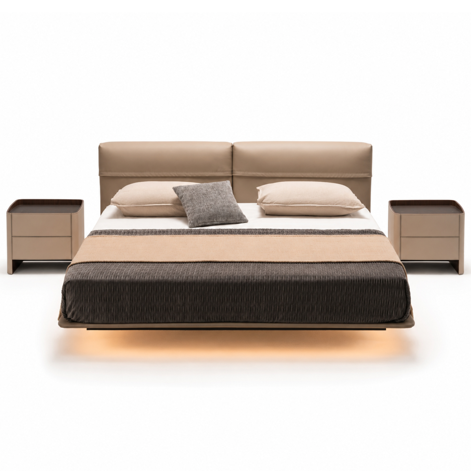 床｜BED-0003｜全真皮 / 透明亚克力脚 / 带灯带